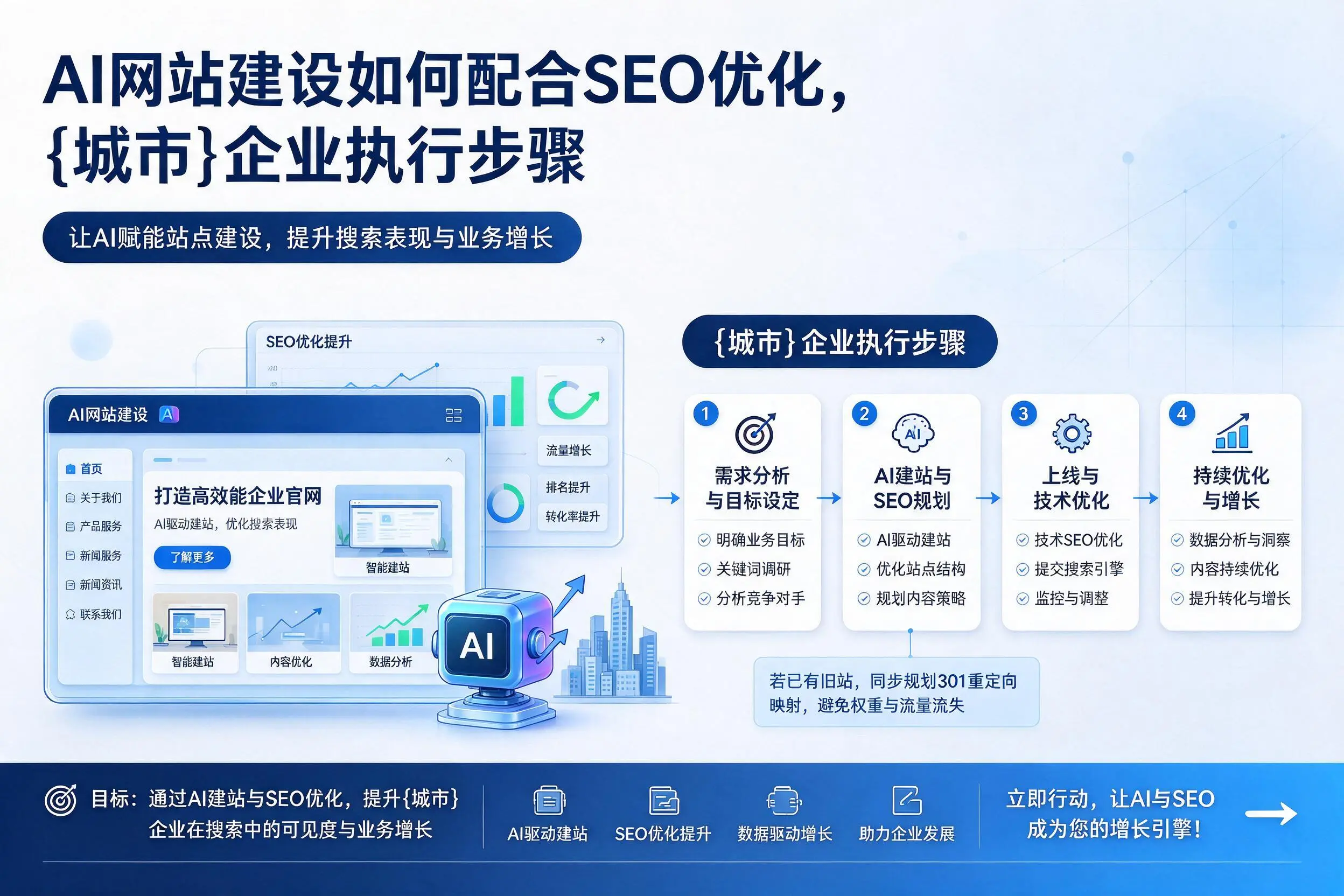 AI网站建设如何配合SEO优化，三门峡企业执行步骤