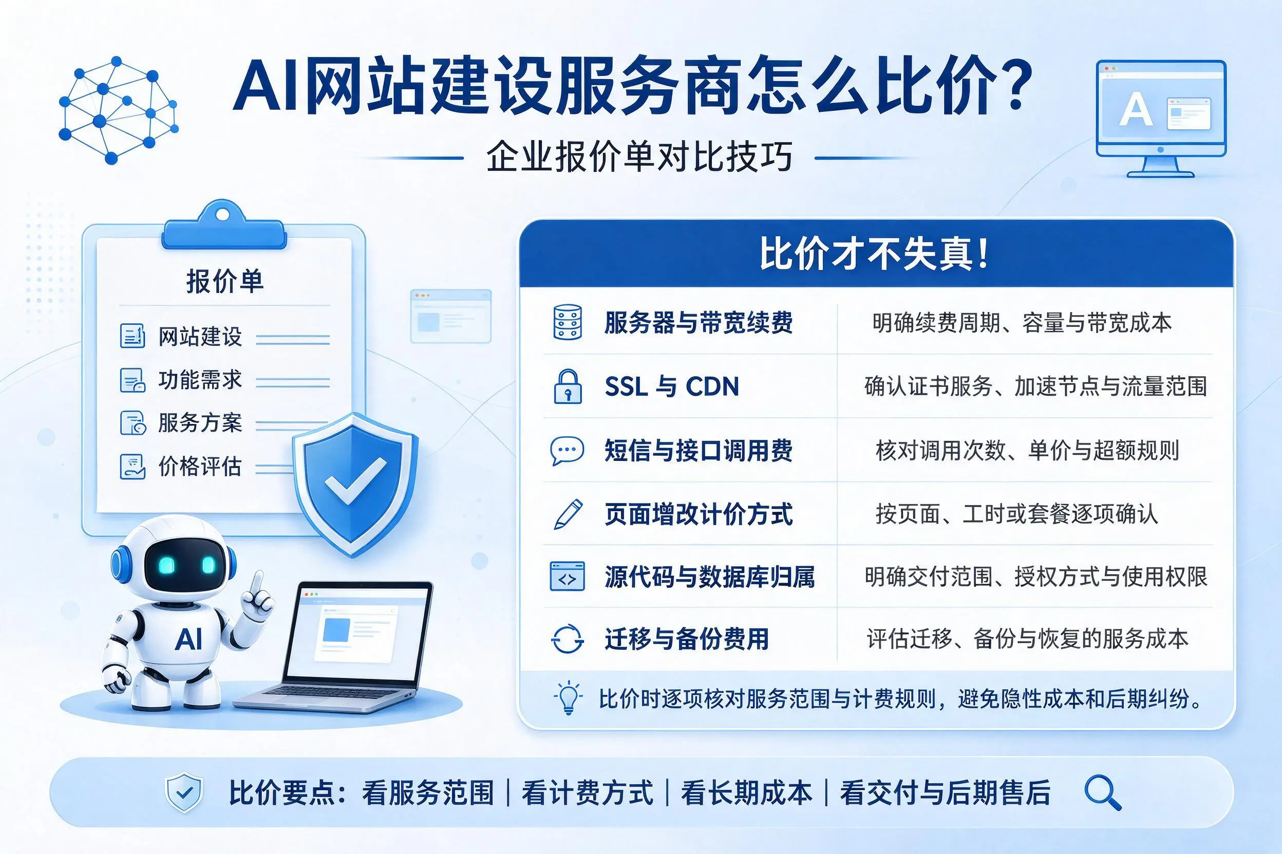 AI网站建设服务商怎么比价？三门峡企业报价单对比技巧